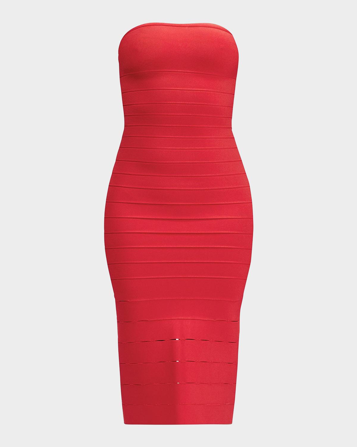 Hervé Léger The Cassidy Strapless Midi Bodycon Dress