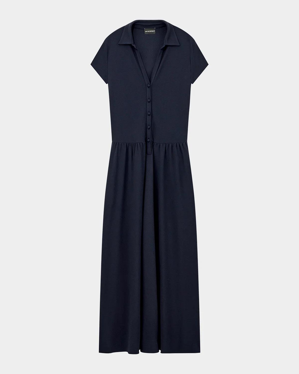 Emporio Armani Drop-waist Midi Polo Dress In Solid Medi