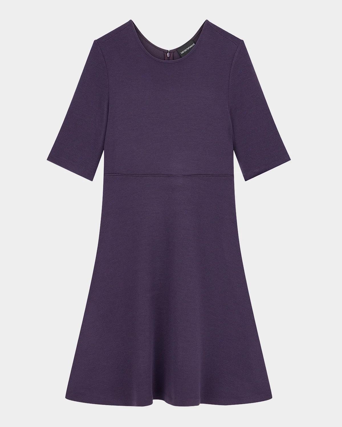 Emporio Armani Rib-knit A-line Mini Dress In Blackberry