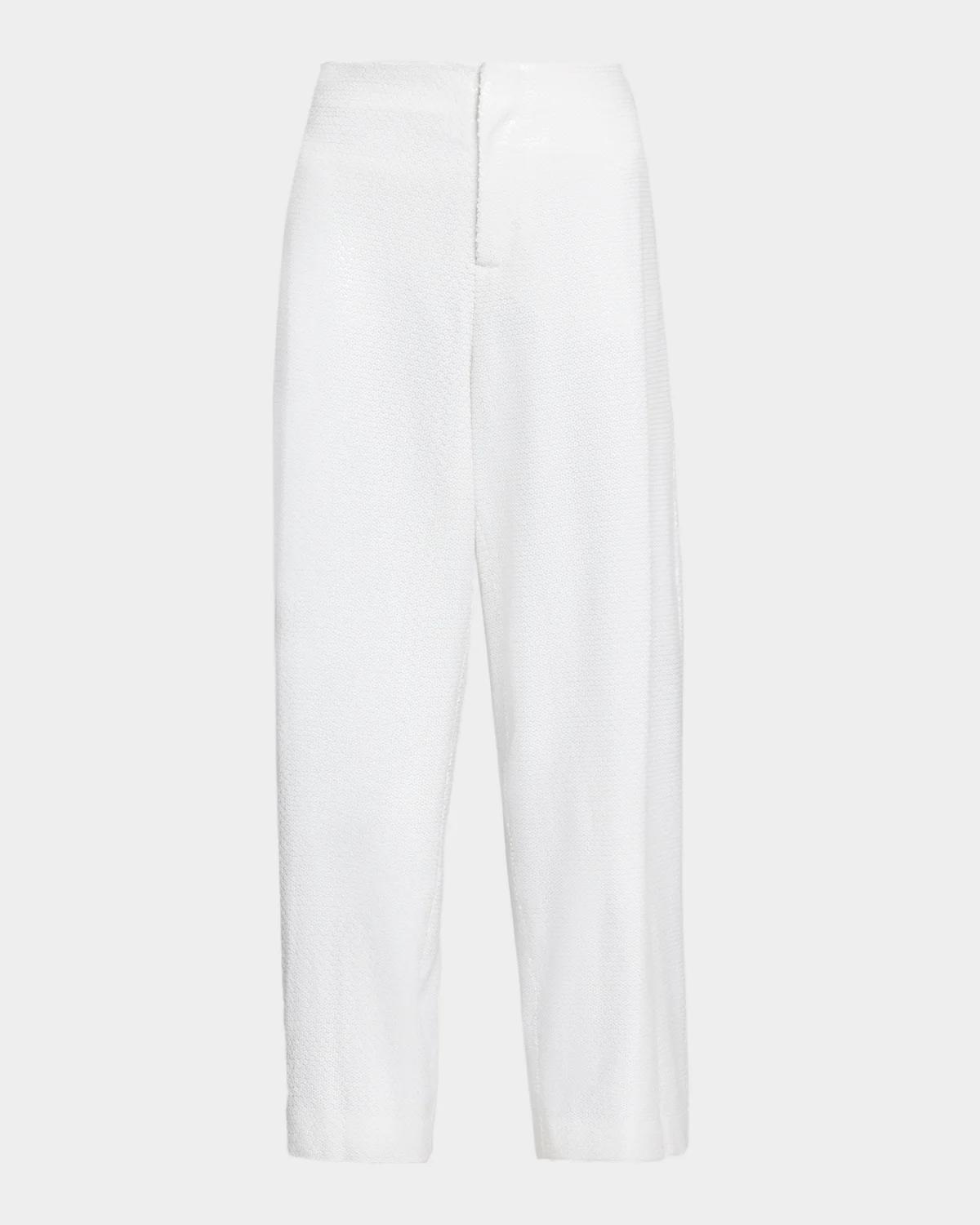 Alberta Ferretti Mid-Rise Sequined Straight-Leg Trousers