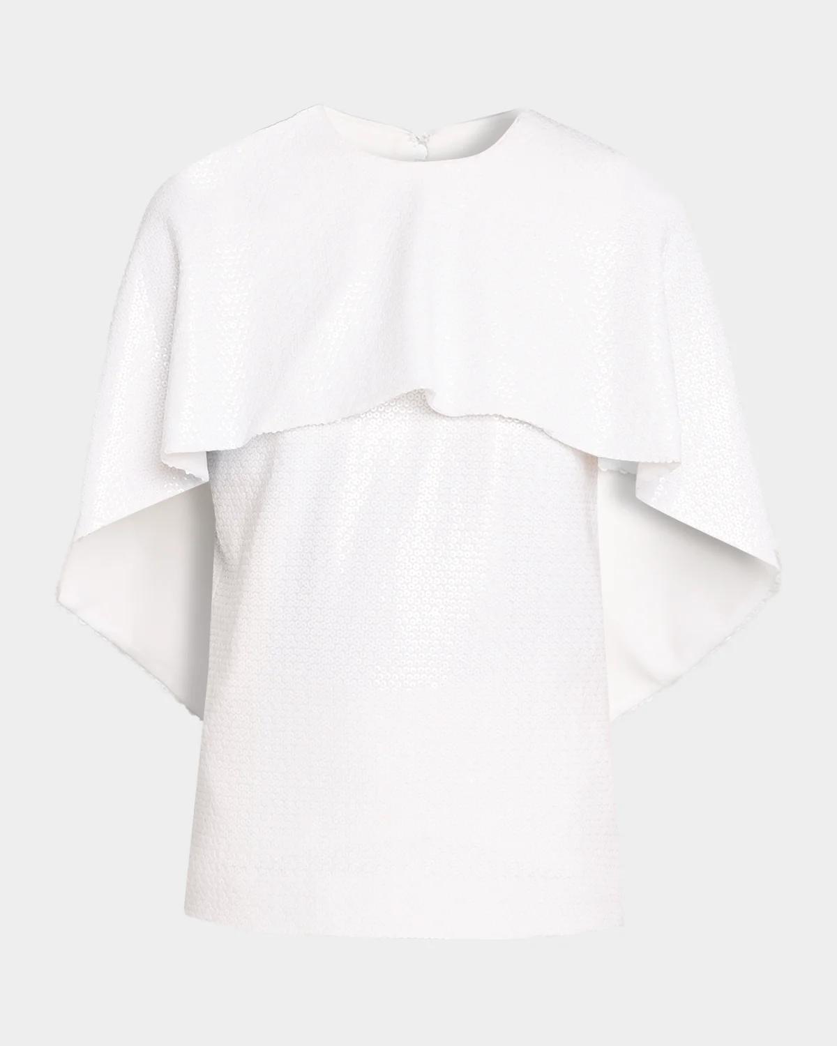 Alberta Ferretti Sequined High-Low Capelet Top