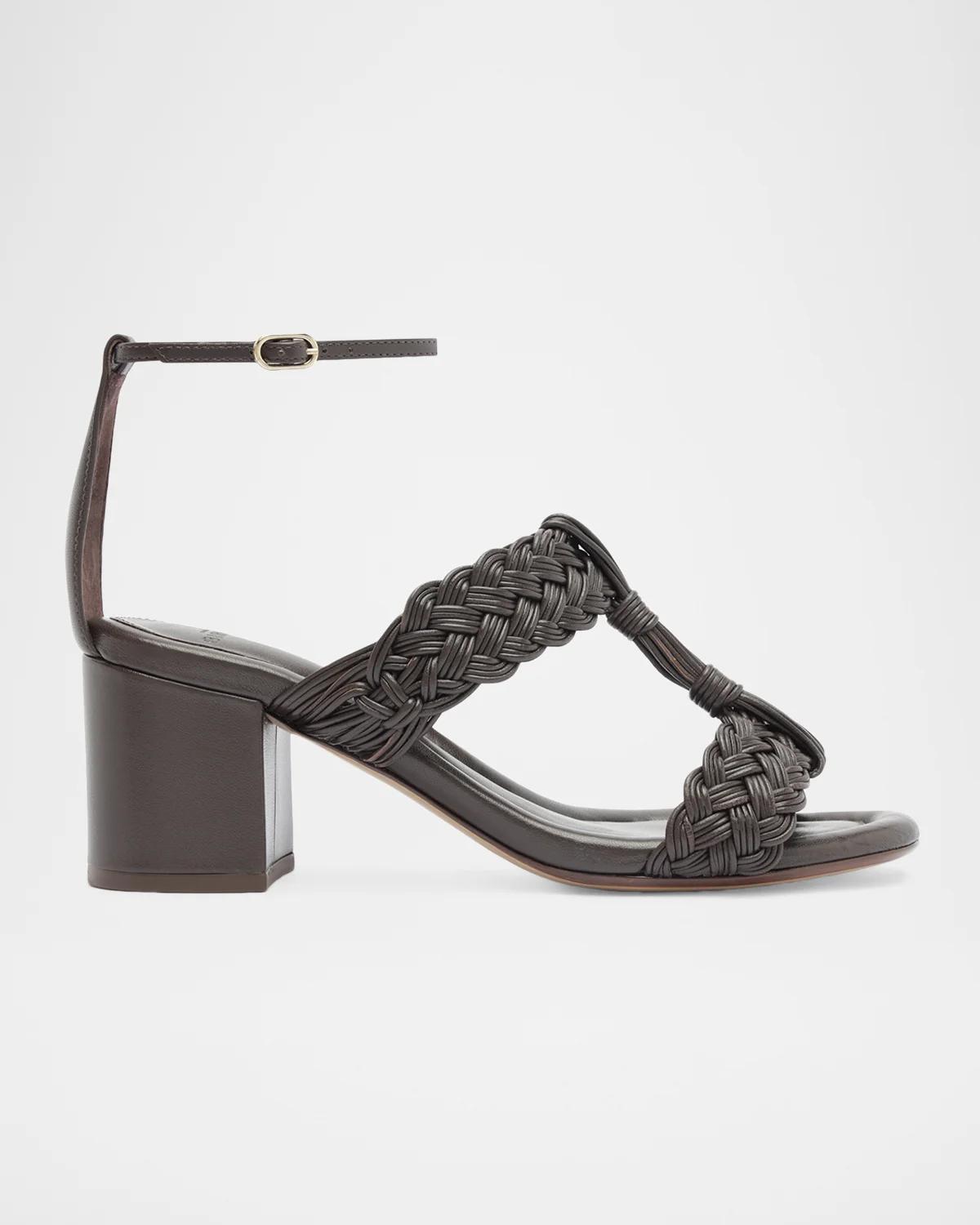 Alexandre Birman 60mm Thalia Woven Leather Ankle-Strap Sandals