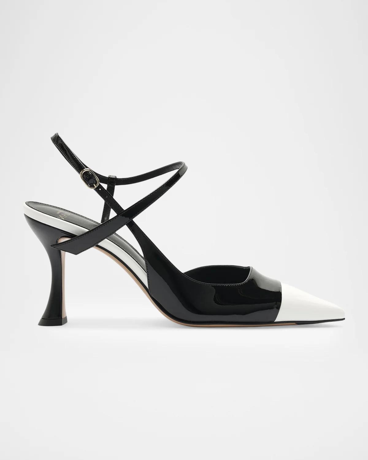 85mm Tita Wrap Patent Leather Cap-Toe Pumps