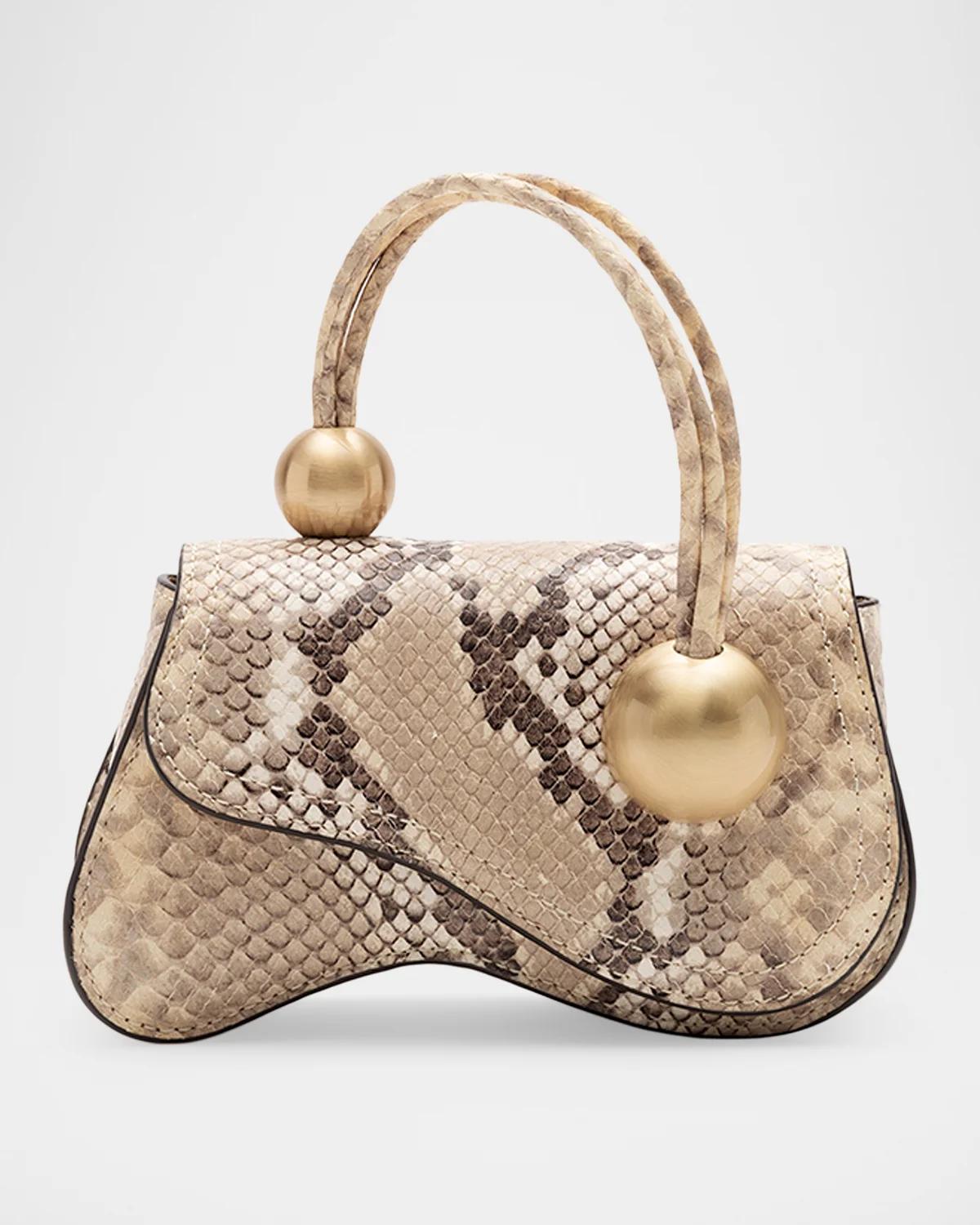 Kazia Nano Python-Print Leather Crossbody Bag