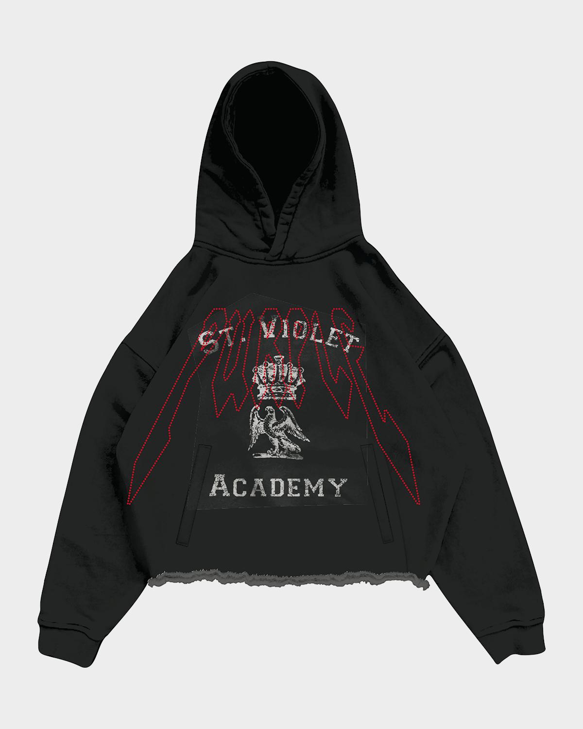 PURPLE Embellished Graphic Cotton Fleece Oversized Hoodie