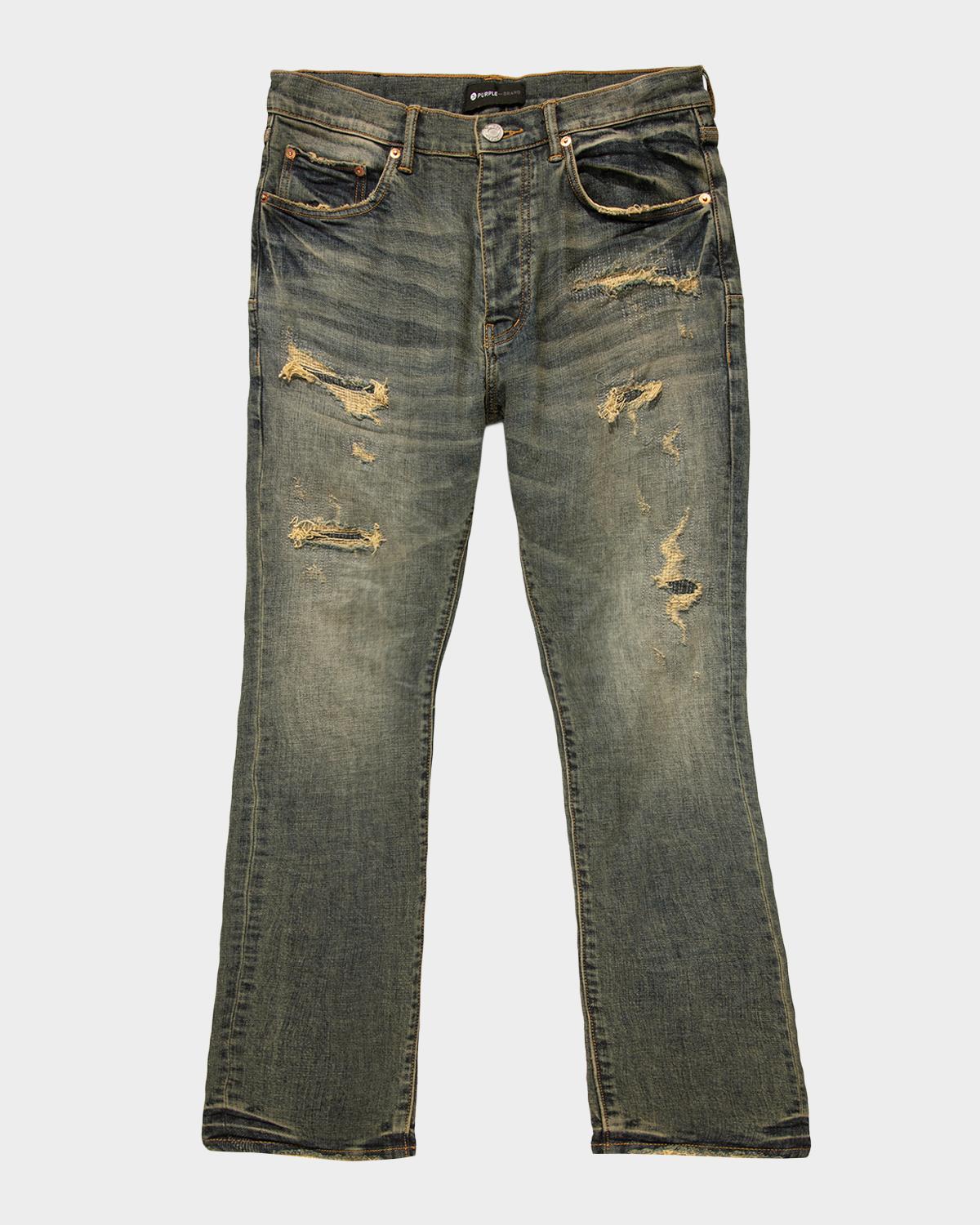 PURPLE Quilted Destroyed Bootcut Jeans
