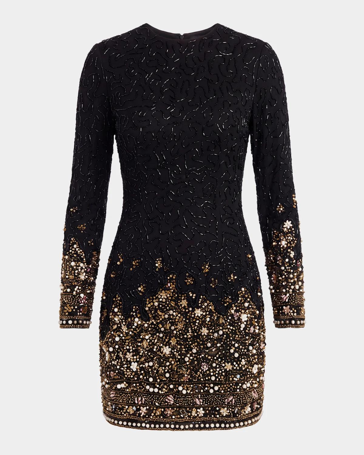 Embellished Velvet Mini Dress
