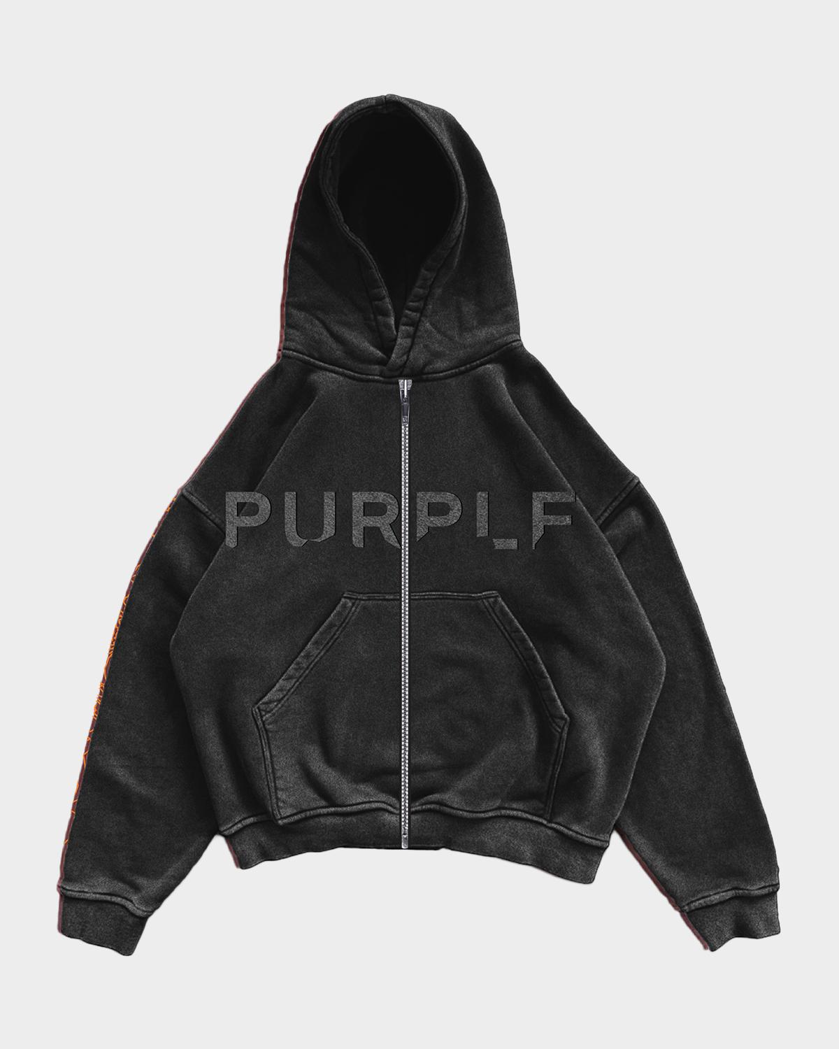 PURPLE Logo Cotton Fleece Zip-Front Hoodie