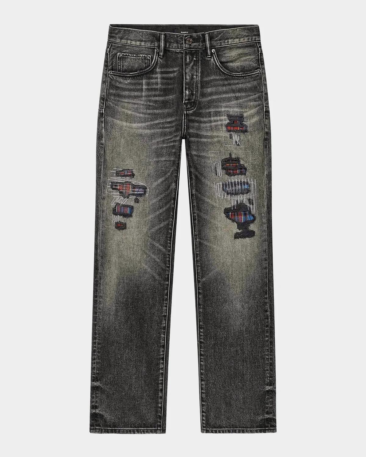 PURPLE Rip & Repair Straight-Leg Jeans