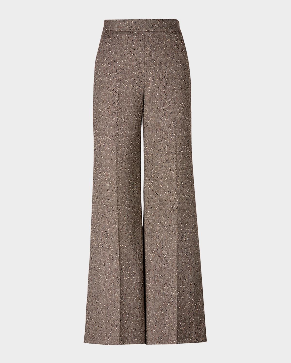 Smythe Herringbone Tweed Wide-Leg Pants