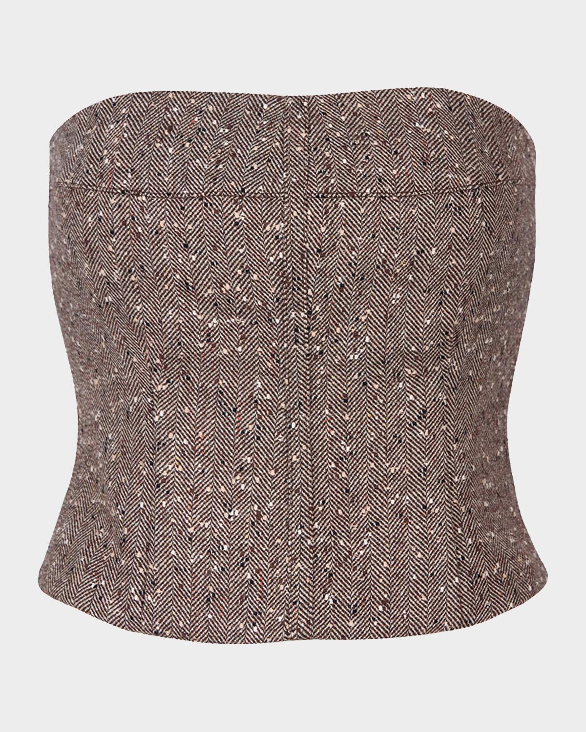 Smythe Herringbone Tweed Bustier Top
