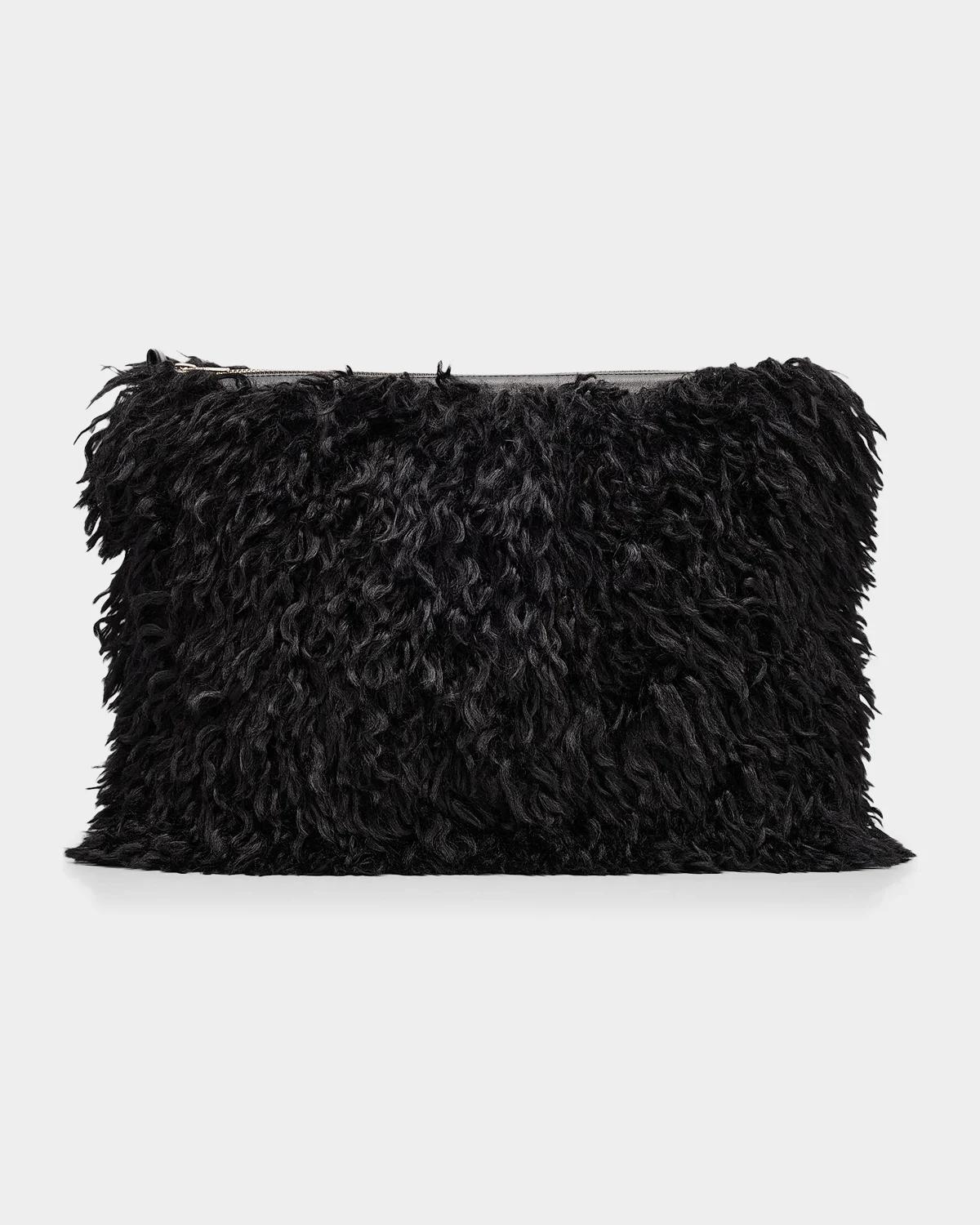 L & Apos;agence Faux Fur Clutch In Black