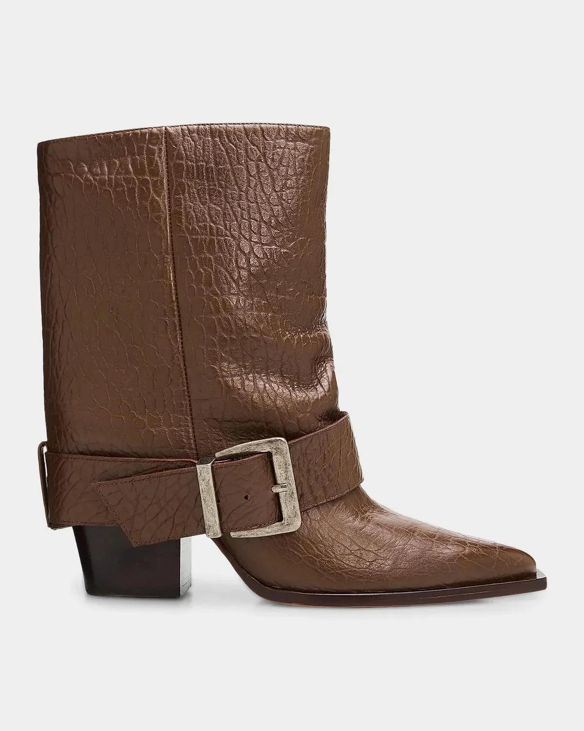 Schutz Parker 85MM Buckled Leather Booties