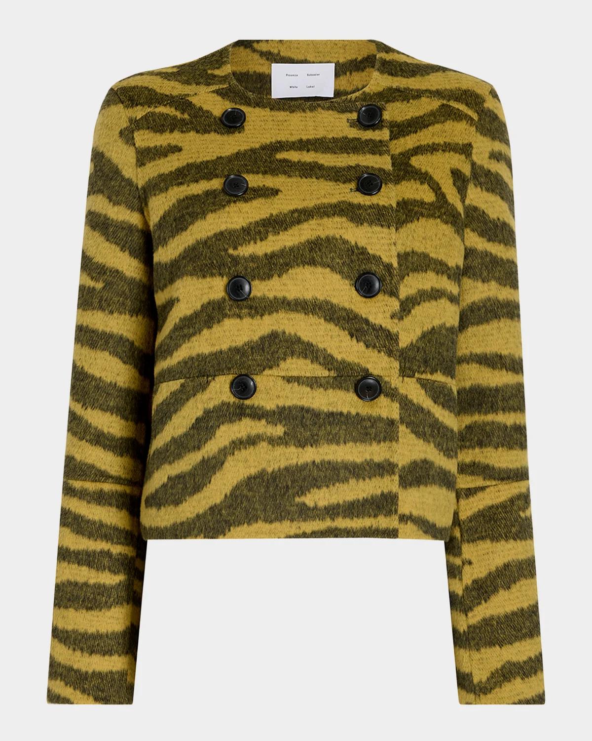Proenza Schouler Courtney Zebra Wool-Cashmere Jacket