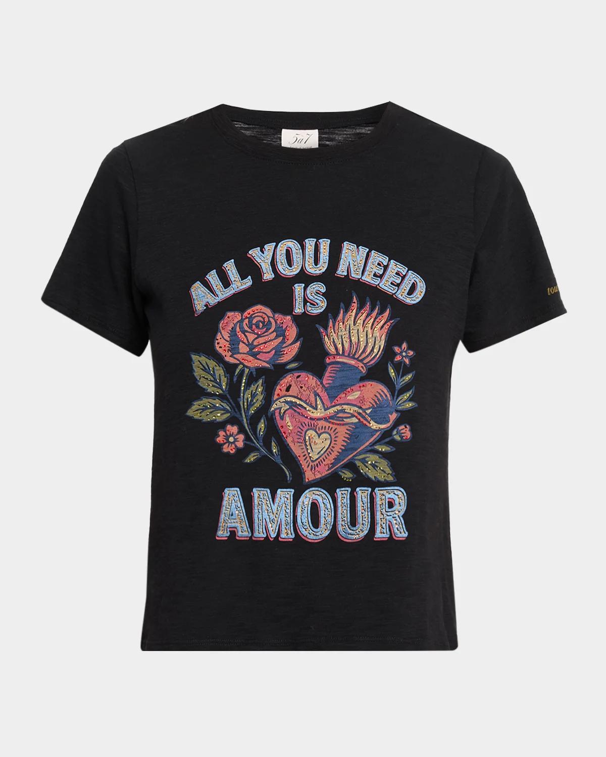 Cinq à Sept All You Need Is Amour Graphic Cotton T-Shirt