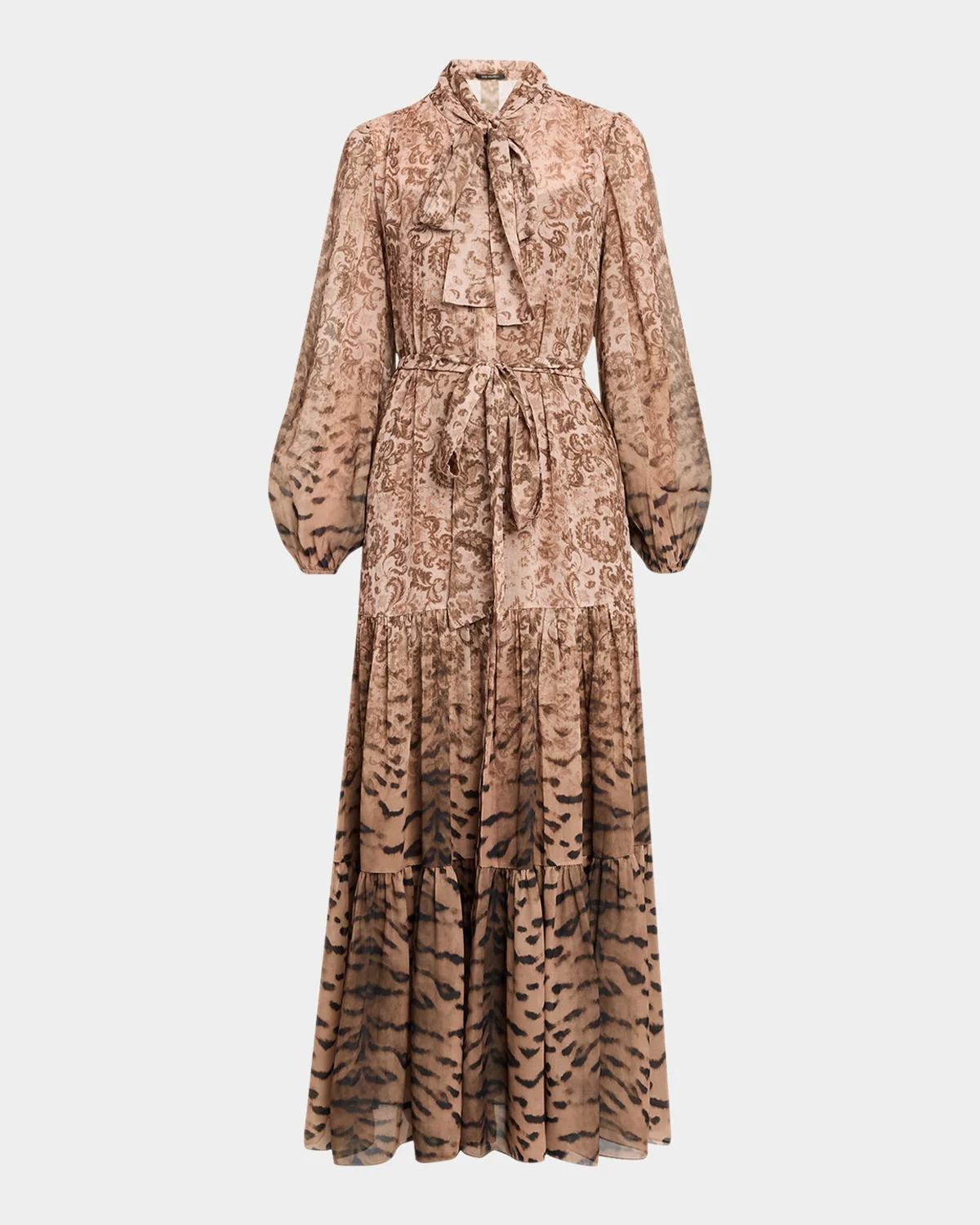 Kobi Halperin Oak Tiered Mixed-Print Maxi Dress