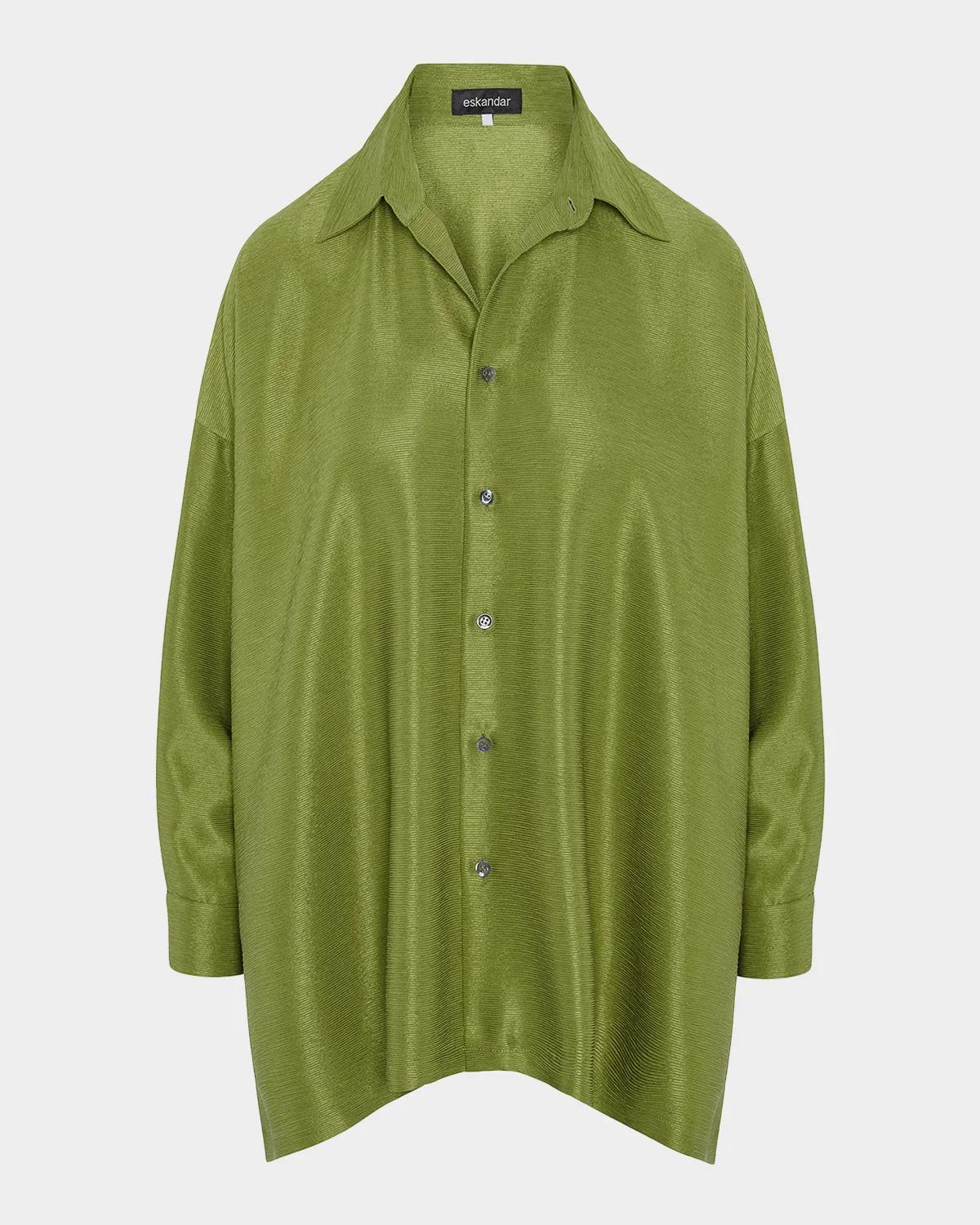 Eskandar Wide A-Line Shirt With collar - Long Length