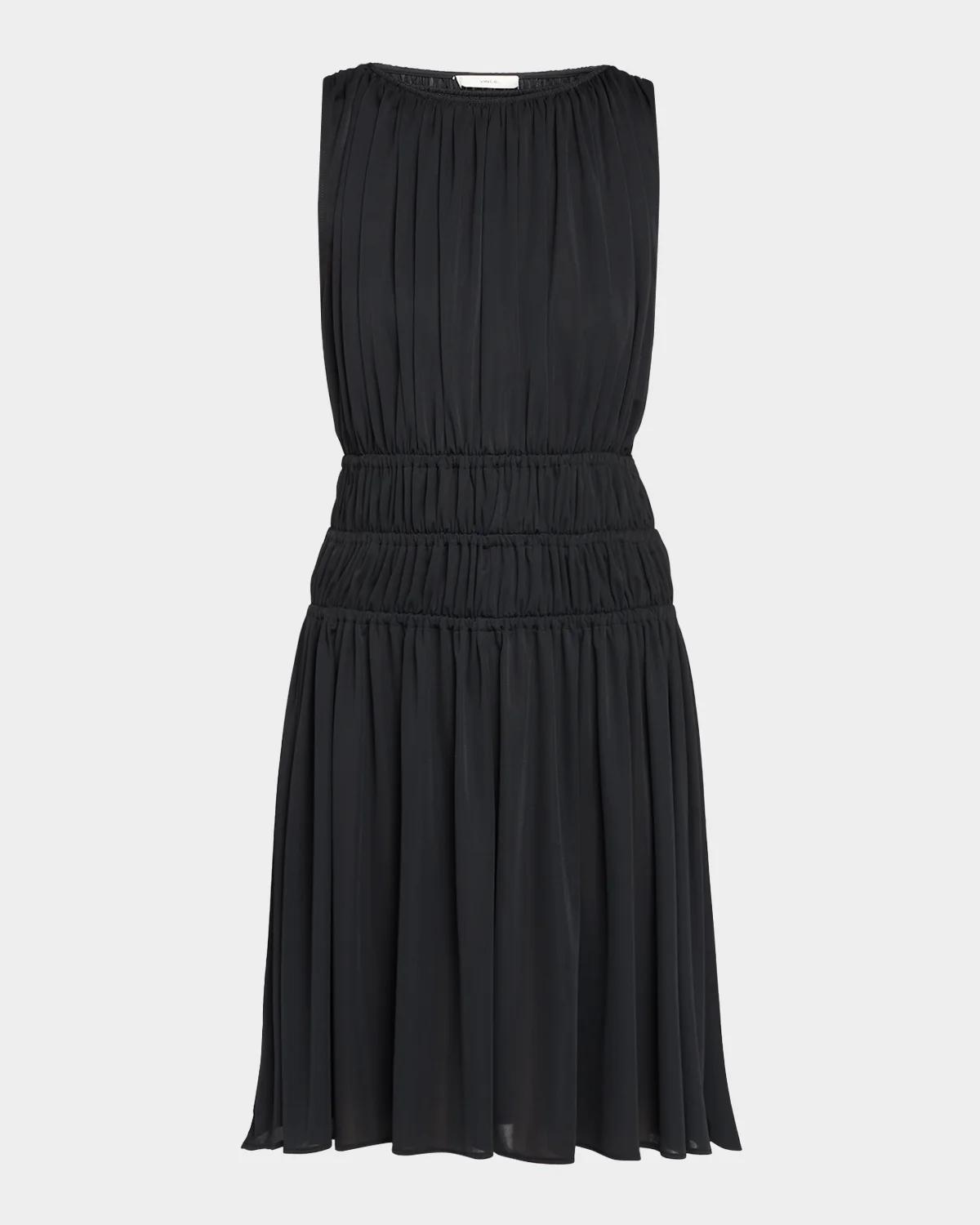 Vince Matte Jersey Gathered-Tier Sleeveless Dress