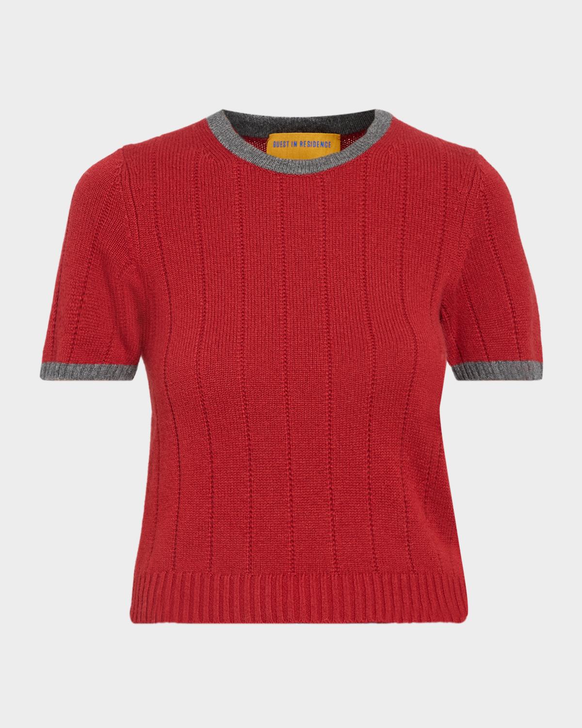 Guest in Residence Rib-Knit Cashmere Ringer T-Shirt