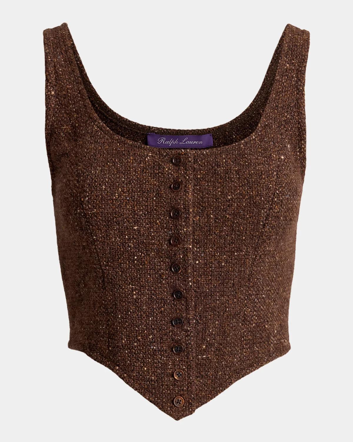 Ralph Lauren Collection Sherry Wool-Blend Donegal Tweed Top