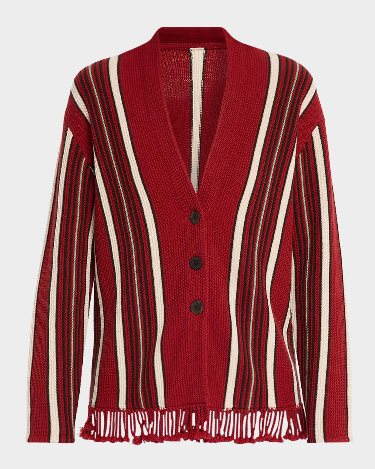 Guest in Residence Handloom Striped Cashmere-Wool Cardigan
