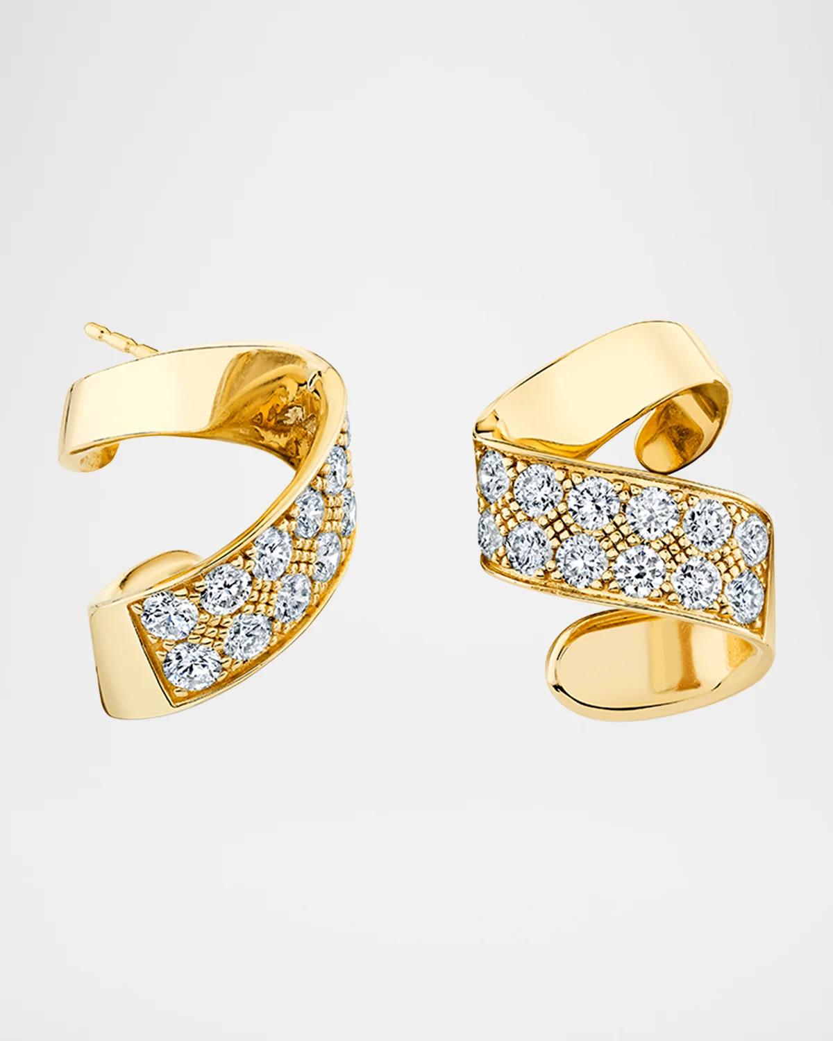 14K Spiral Diamond Pave Earrings