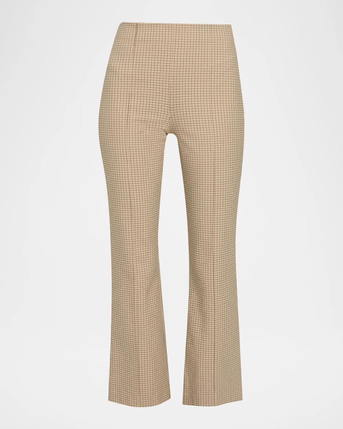 Niki Plaid Mid-Rise Crop Flare Pants