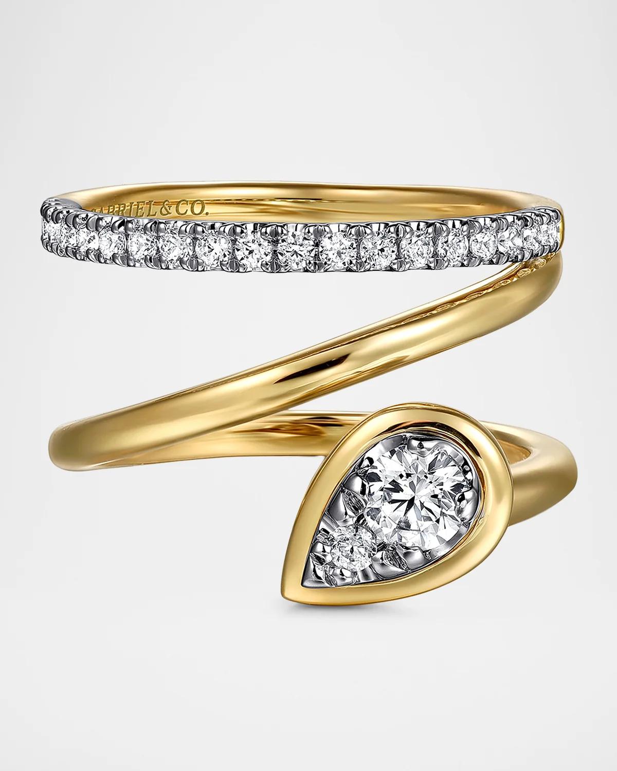 Contemporary 14K White & Yellow Gold & 0.50 TCW Diamond Wrap Ring