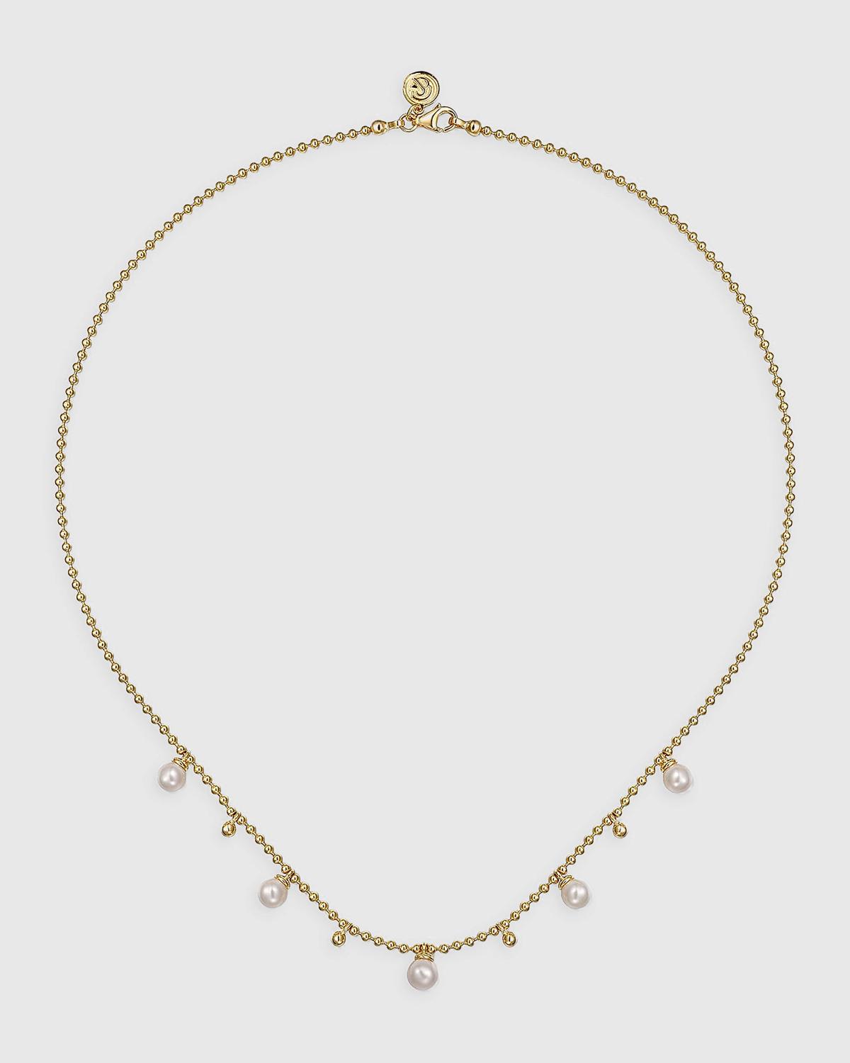 14K Yellow Gold Pearl Droplet Bujukan Beaded Layered Necklace