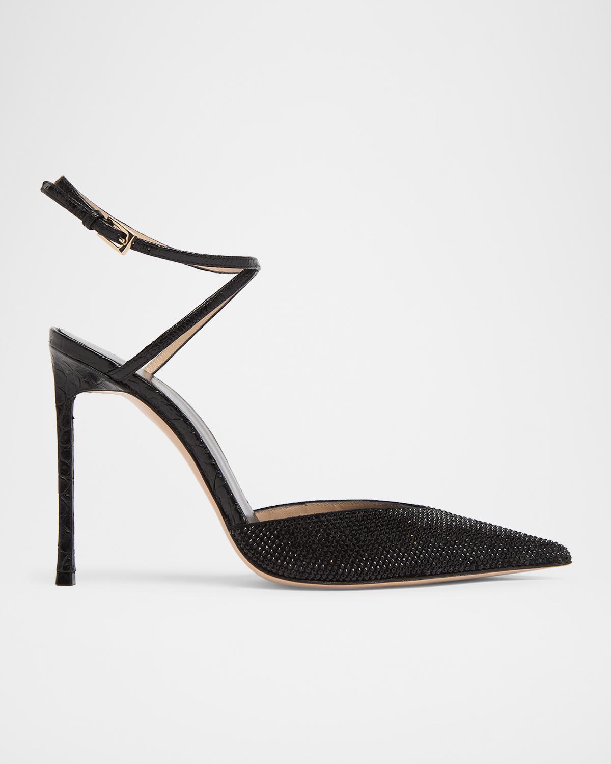 Tom Ford Selen 105mm Embellished Leather Pumps In Black.