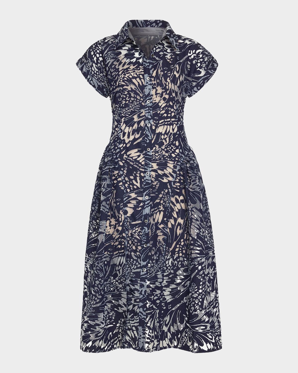 Ramy Brook Kate Butterfly Burnout Midi Shirtdress