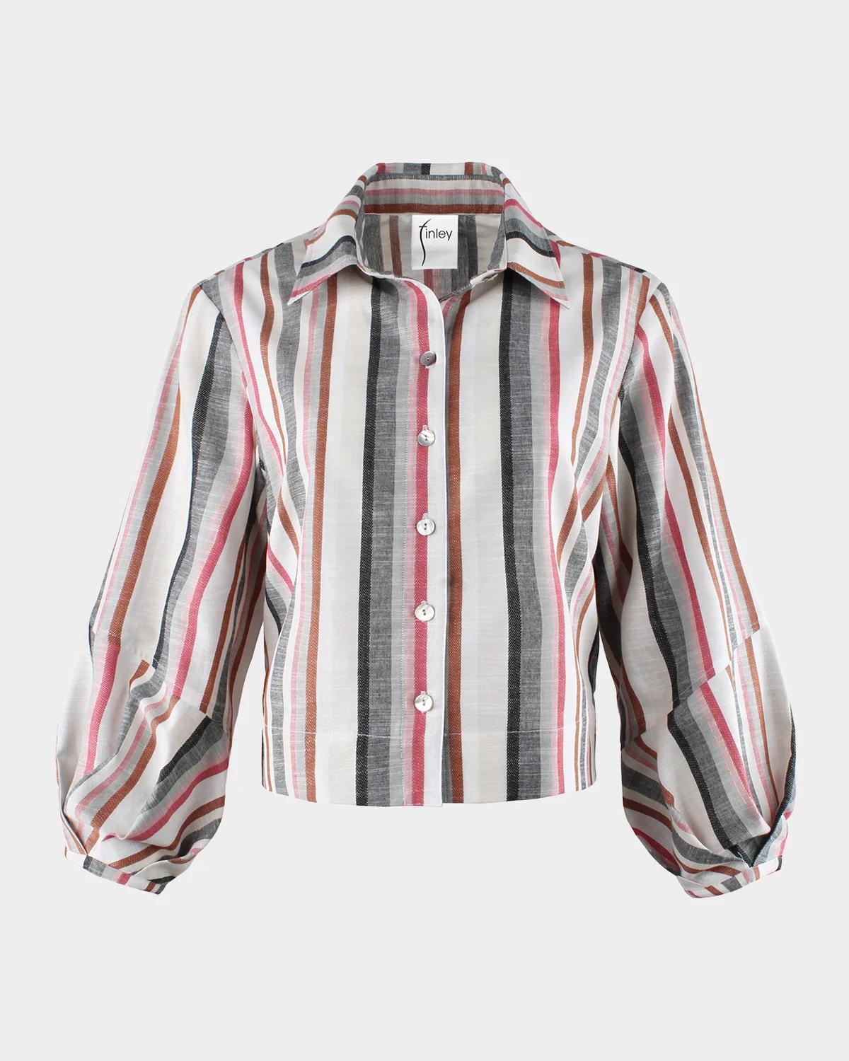 Finley Emmy Cropped Striped Cotton Shirt