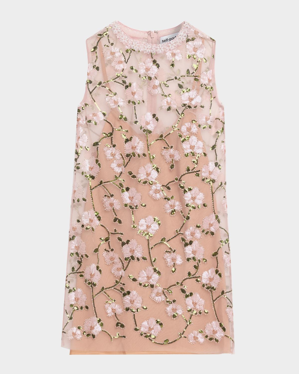 Self-Portrait Floral Sequin Embellished Mini Dress