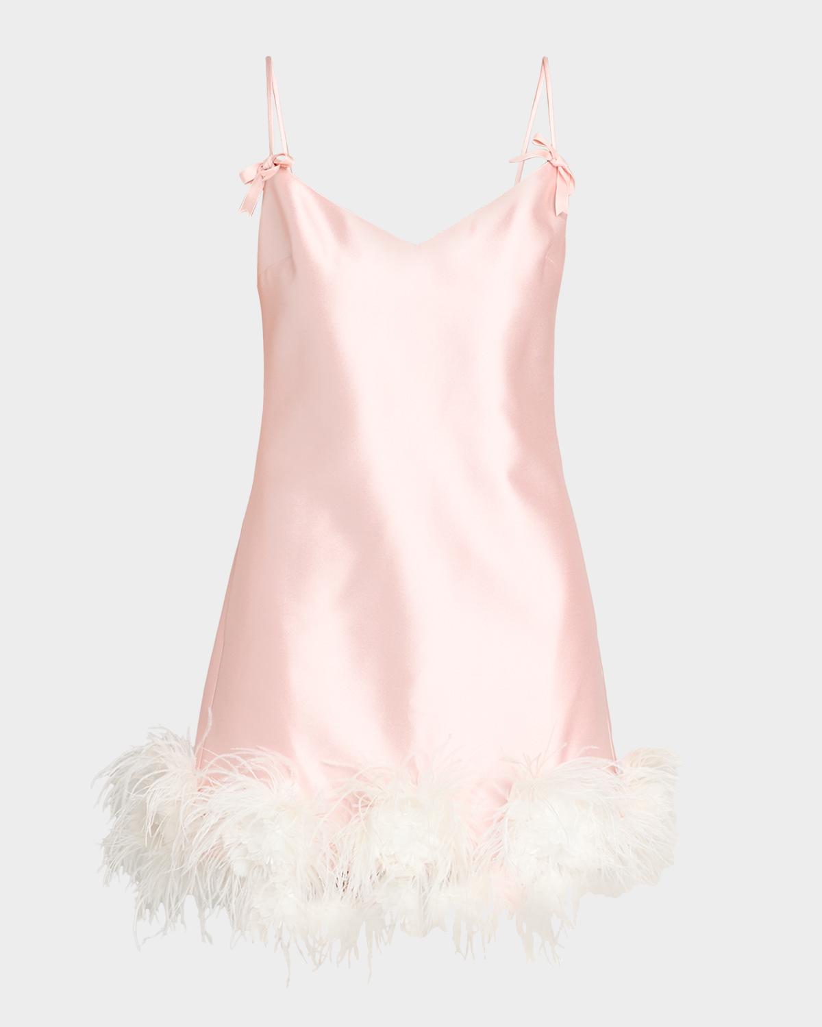 Self-Portrait Taffeta Feathered A-Line Mini Dress