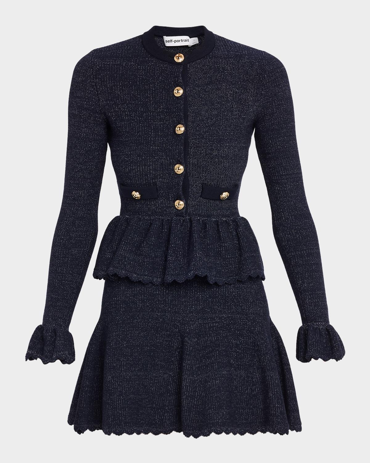 Self-Portrait Textured Knit Fit & Flare Mini Dress