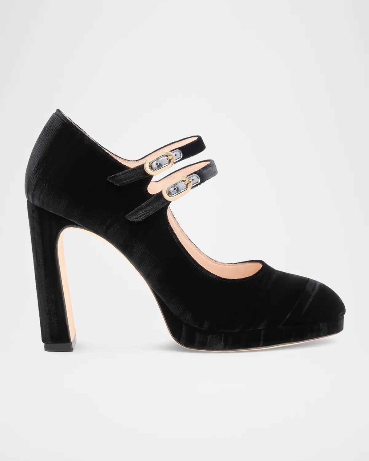 Babette 100MM Suede Platform Mary Janes