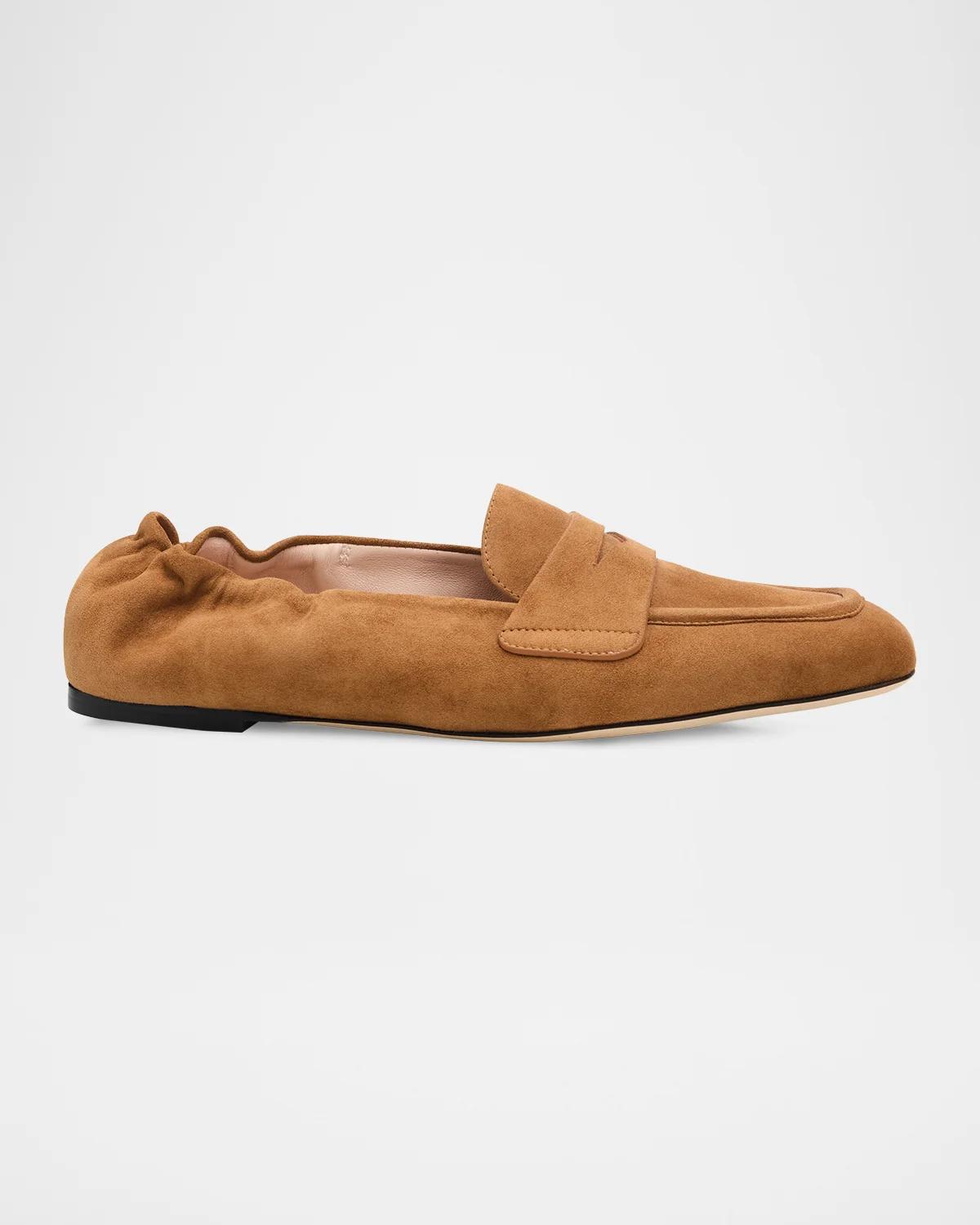Stuart Weitzman Bryant Elasticized-Back Suede Loafers