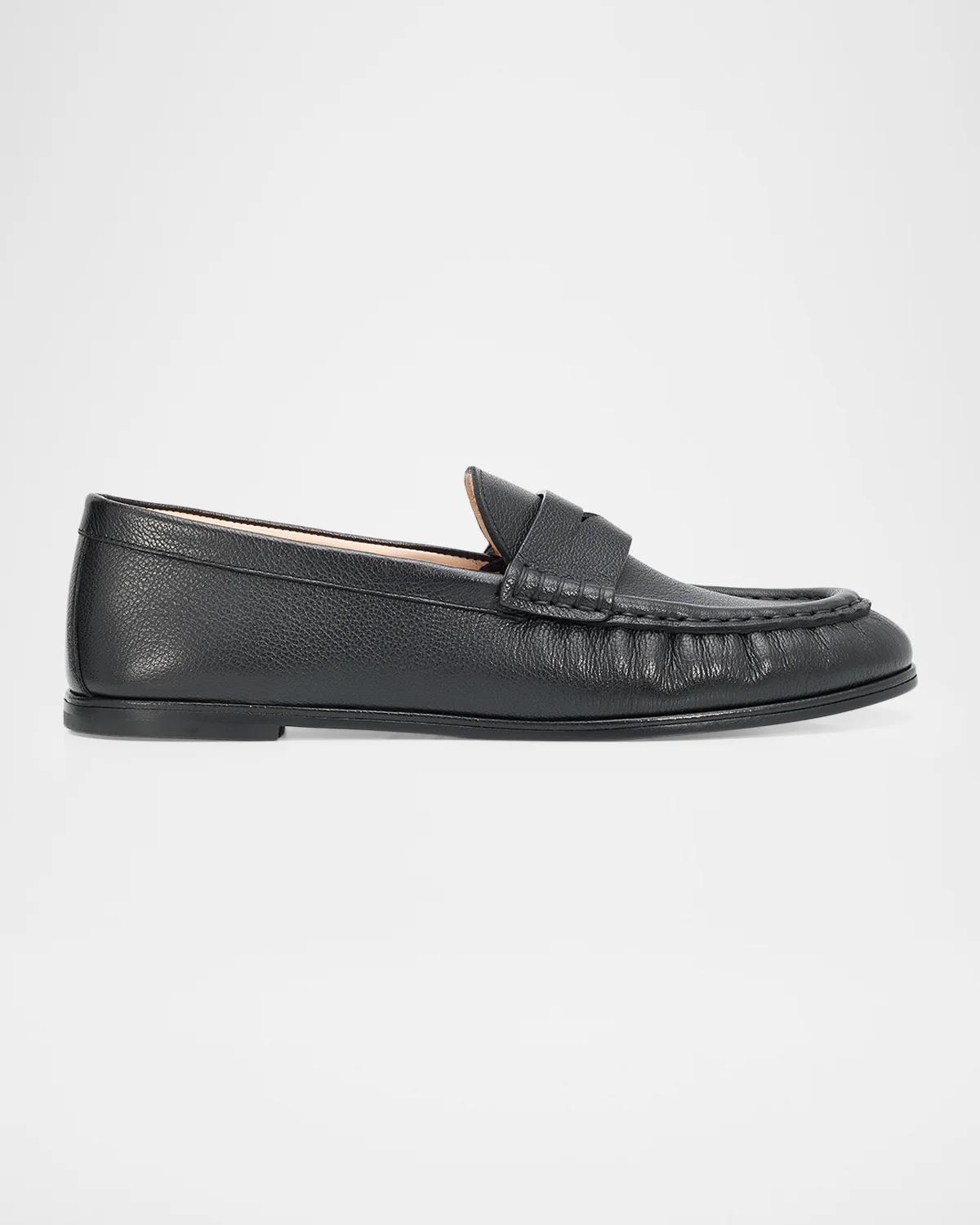 Stuart Weitzman Spencer Leather Penny Loafers In Black