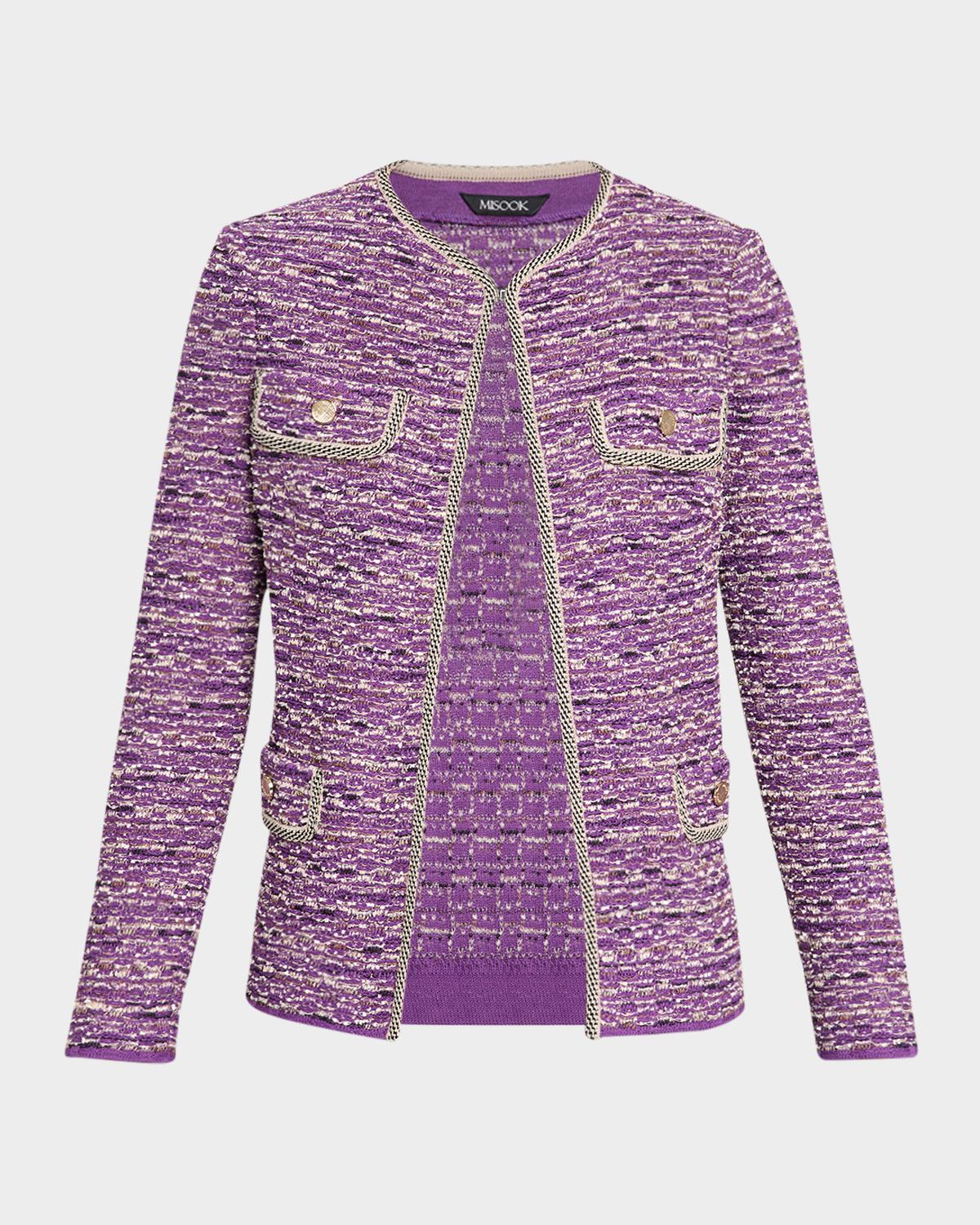 Misook Lurex Eyelash Ribbon Knit Jacket