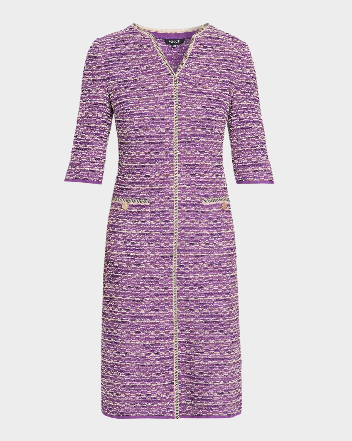 Misook Lurex Eyelash Ribbon Knit Sheath Dress