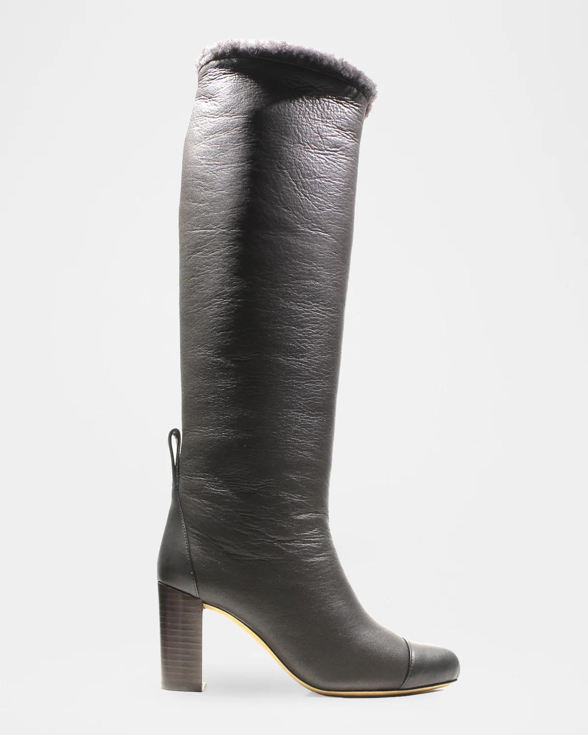 Odissì Lia Shearling-Lined Leather Knee-High Boots