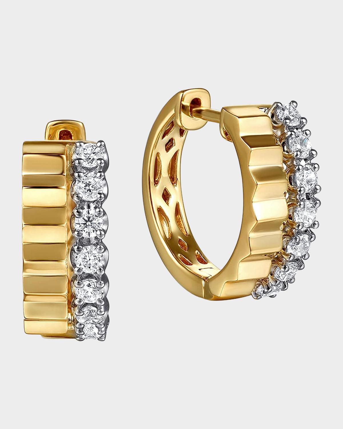 Contemporary 14K White & Yellow Gold & 0.35 TCW Diamond Huggie Hoops