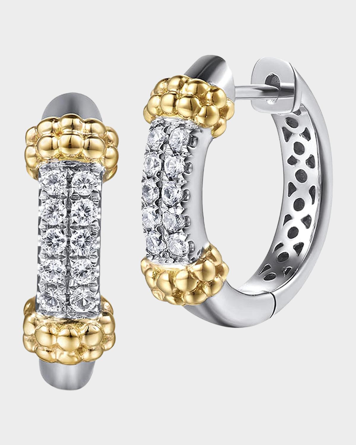 Bujukan Sterling Silver, 14K Yellow Gold & White Sapphire Huggie Earrings