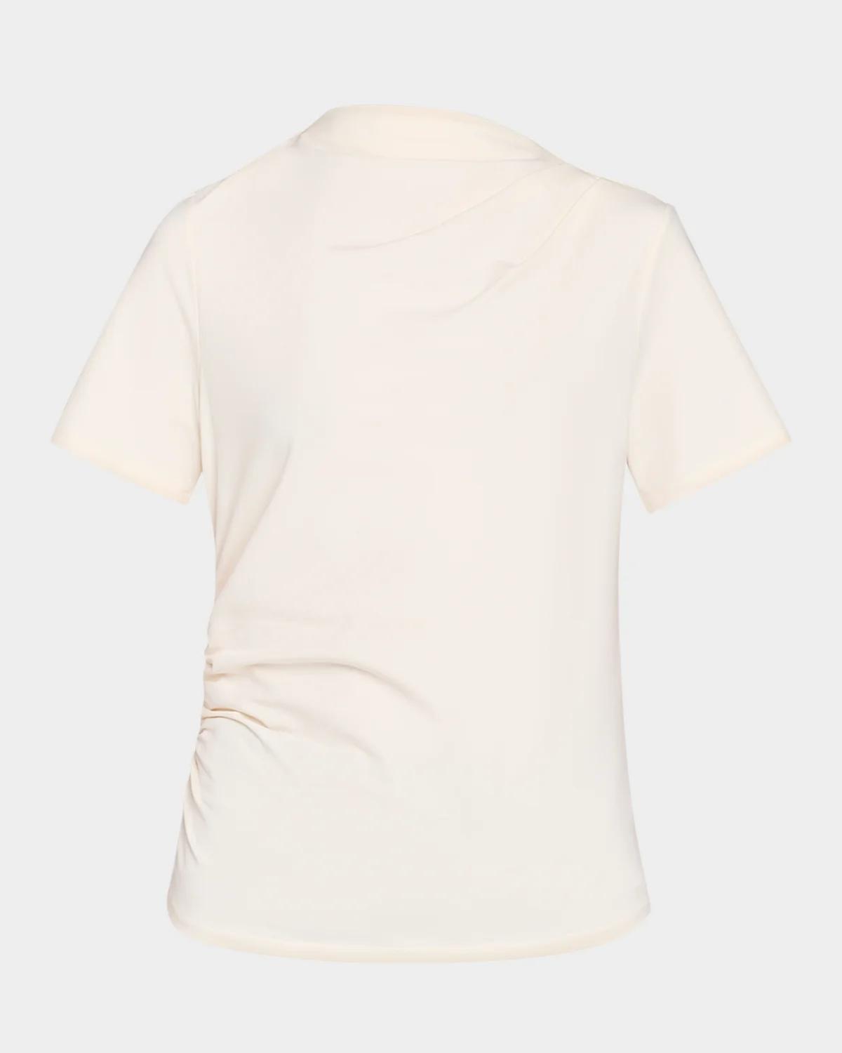LE JEAN Willow Cotton-Blend Draped T-Shirt