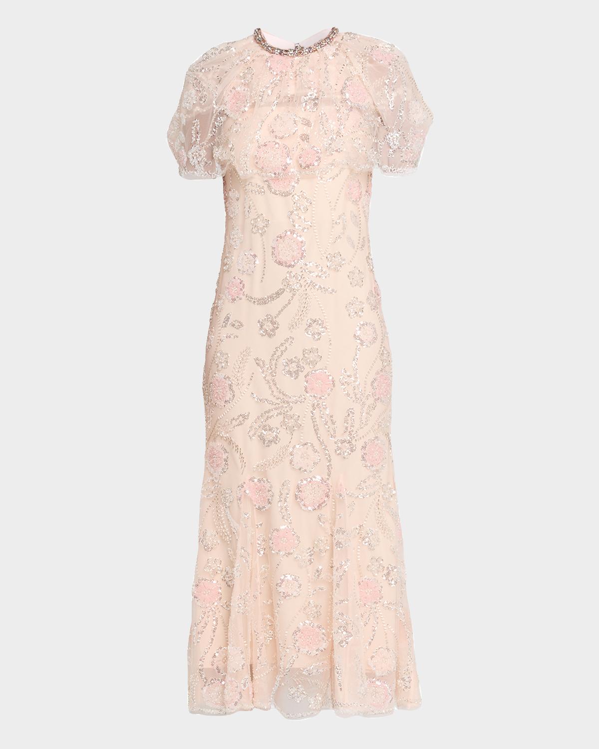 Self-Portrait Embellished Midi Dress