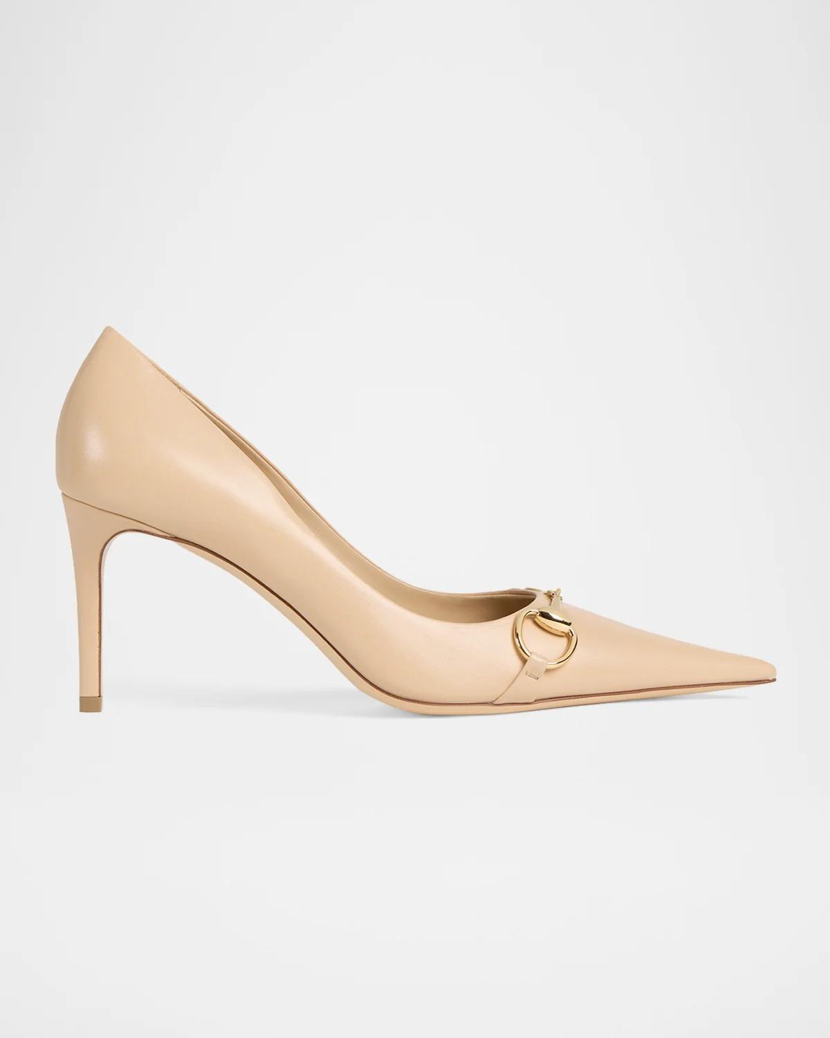 Gucci Donna 80mm Leather Pumps In 9909 Nude