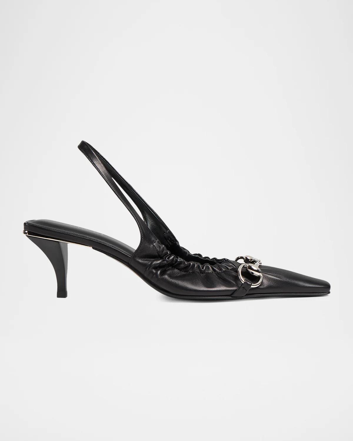 Gucci Vittoria 55mm Slingback Kitten Heel Pumps In 1000 Black