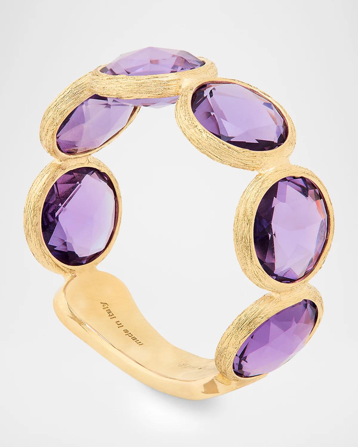 Jaipur Color 18K Yellow Gold Amethyst Bezel Ring