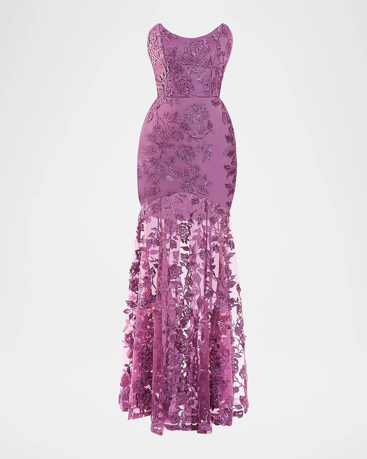 Zhivago The Voice Returns Lace Gown In Mauve