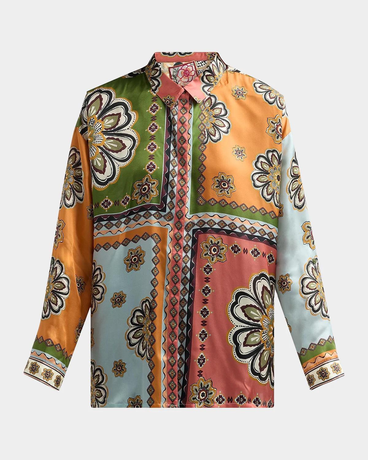 Johnny Was The Audrey Patchwork Button-Front Shirt